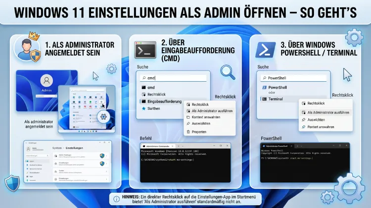 Windows 11 Einstellungen als Admin öffnen – So geht’s