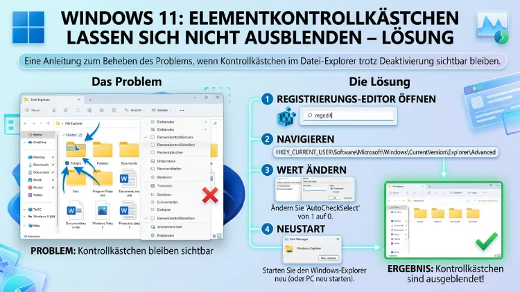 Windows 11: Elementkontrollkästchen lassen sich nicht ausblenden – Lösung