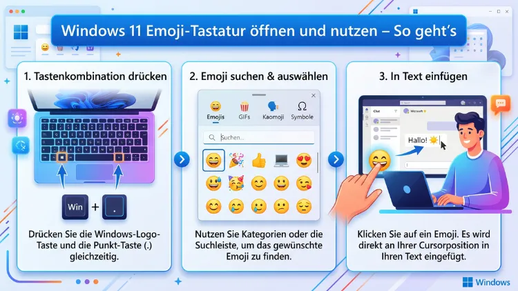 Windows 11 Emoji-Tastatur öffnen und nutzen – So geht’s