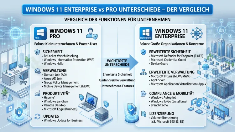 Windows 11 Enterprise vs Pro Unterschiede – Der Vergleich