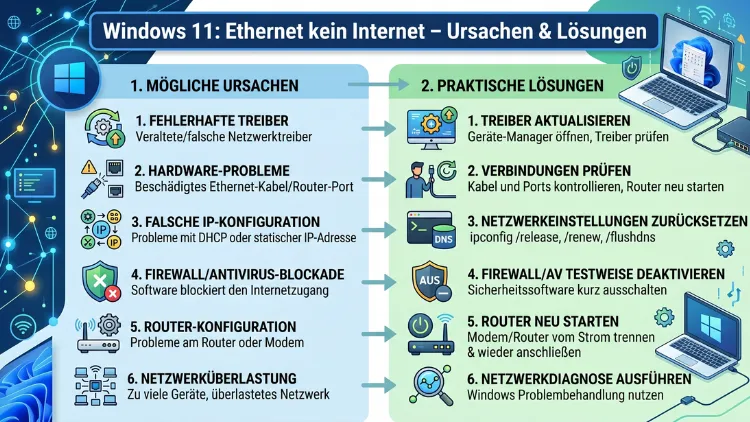 Windows 11: Ethernet kein Internet – Ursachen & Lösungen