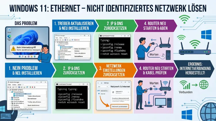 Windows 11: Ethernet nicht identifiziertes Netzwerk – Lösung