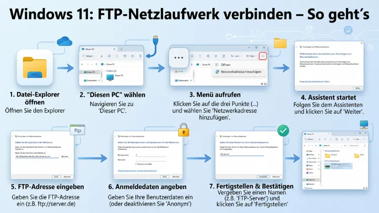 Windows 11: FTP-Netzlaufwerk verbinden – So geht’s