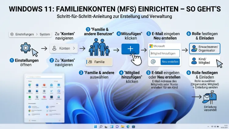 Windows 11: Familienkonten (MFS) einrichten – So geht’s