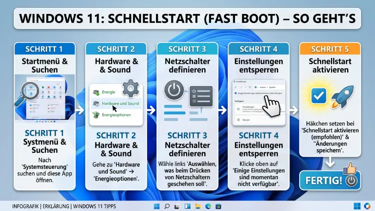 Windows 11: Fast Boot (Schnellstart) – So geht’s