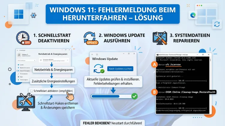 Windows 11: Fehlermeldung beim Herunterfahren – Lösung