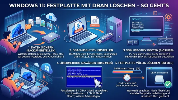Windows 11: Festplatte mit DBAN löschen – So geht’s