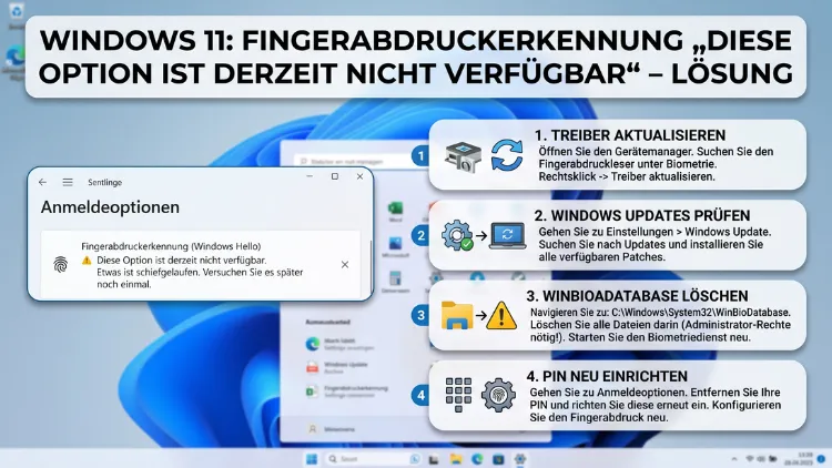 Windows 11: Fingerabdruckerkennung „diese Option ist derzeit nicht verfügbar“ – Lösung