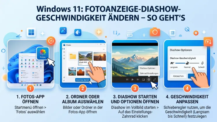 Windows 11: Fotoanzeige-Diashow-Geschwindigkeit ändern – So geht’s