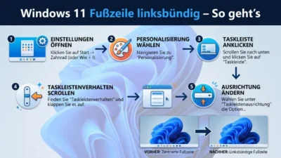 Windows 11 Fußzeile linksbündig – So geht’s