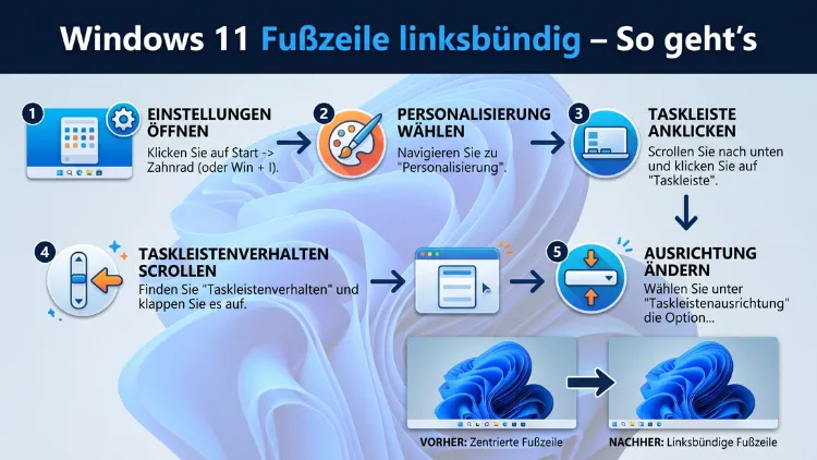 Windows 11 Fußzeile linksbündig – So geht’s