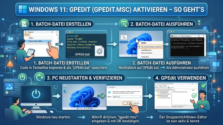Windows 11: GPEdit (gpedit.msc) aktivieren – So geht’s