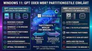 Windows 11: GPT oder MBR-Partitionsstil – Was wählen?