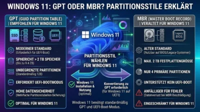 Windows 11: GPT oder MBR-Partitionsstil – Was wählen?
