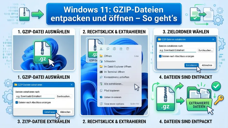 Windows 11: GZIP-Dateien entpacken und öffnen – So geht’s