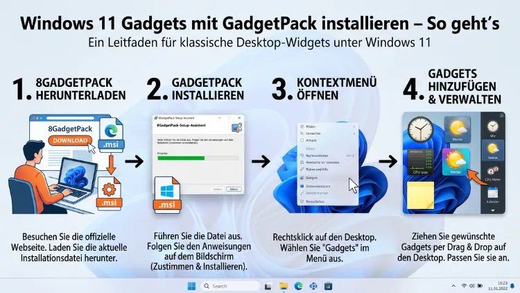 Windows 11 Gadgets mit GadgetPack installieren – So geht’s