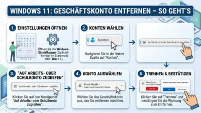 Windows 11: Geschäftskonto entfernen – So geht’s