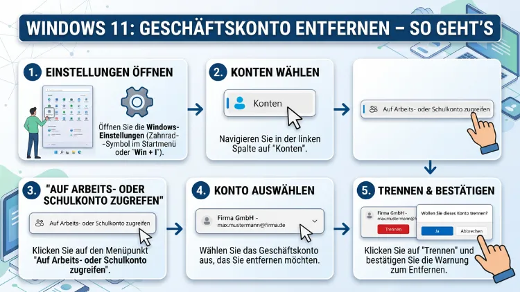 Windows 11: Geschäftskonto entfernen – So geht’s