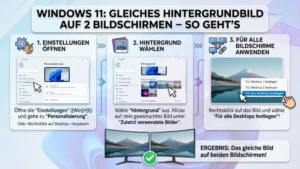 Windows 11: Gleiches Hintergrundbild auf 2 Bildschirmen – So geht’s