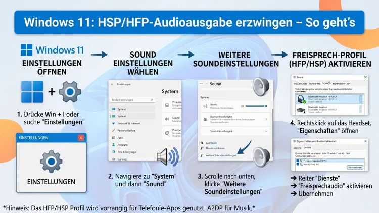 Windows 11: HSP/HFP-Audioausgabe erzwingen – So geht’s