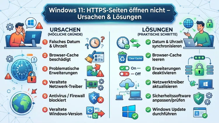 Windows 11: HTTPS-Seiten öffnen nicht – Ursachen & Lösungen