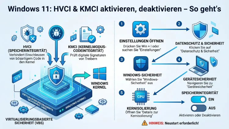Windows 11: HVCI & KMCI aktivieren, deaktivieren – So geht’s