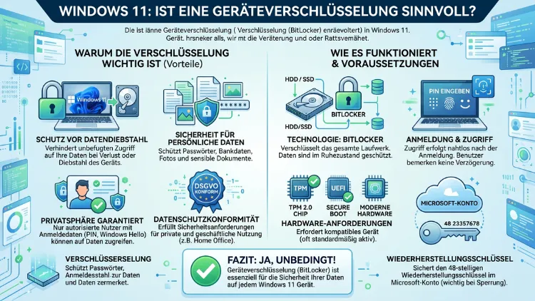 Windows 11: Ist eine Geräteverschlüsselung sinnvoll?