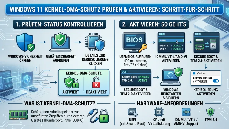 Windows 11 Kernel-DMA-Schutz prüfen, aktivieren – So geht’s