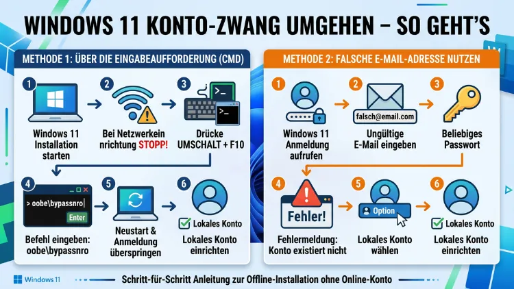 Windows 11 Konto-Zwang umgehen – So geht’s