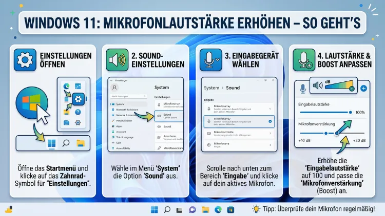 Windows 11: Mikrofonlautstärke erhöhen – So geht’s
