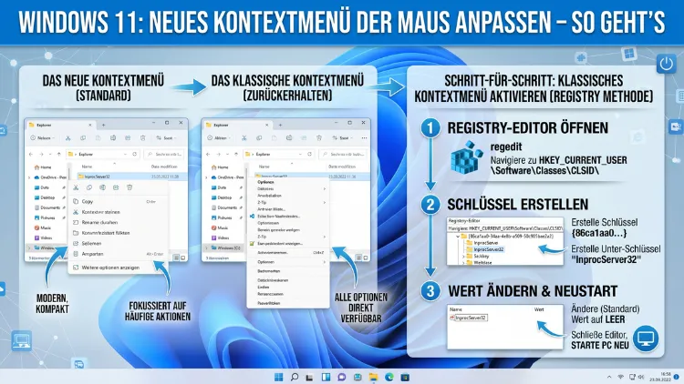 Windows 11: Neues Kontextmenü der Maus anpassen – So geht’s
