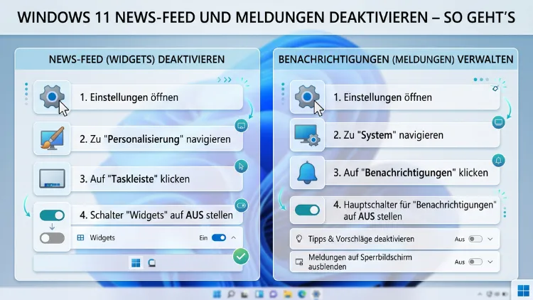 Windows 11 News-Feed und Meldungen deaktivieren – So geht’s
