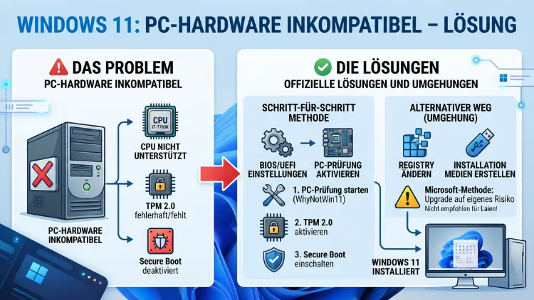Windows 11: PC-Hardware inkompatibel – Lösung