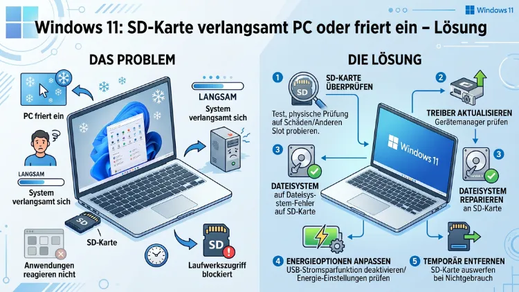 Windows 11: SD-Karte verlangsamt PC oder friert ein – Lösung