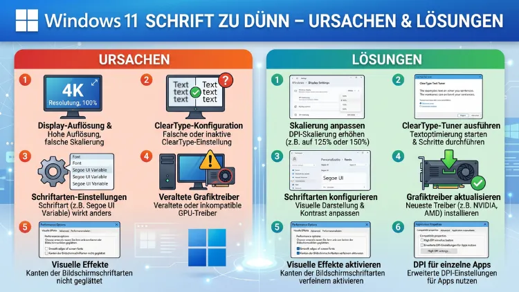 Windows 11 Schrift zu dünn – Ursachen & Lösungen