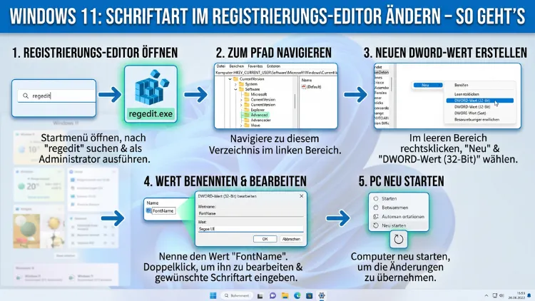 Windows 11: Schriftart im Registrierungseditor ändern – So geht’s