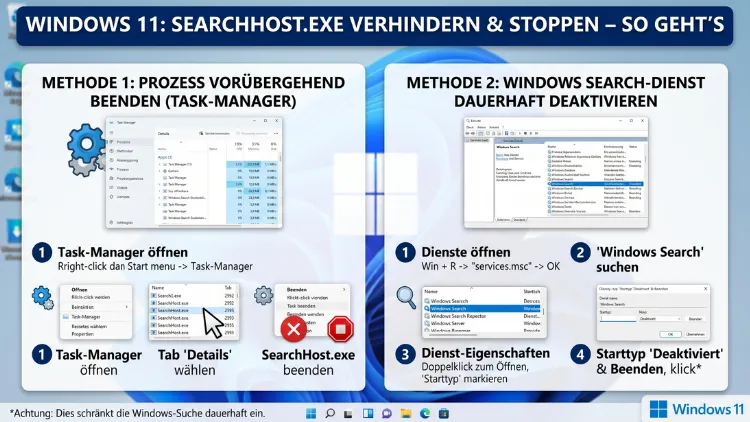 Windows 11: SearchHost.exe verhindern, stoppen – So geht’s