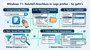 Windows 11: Netzteil-Anschluss in Logs prüfen – So geht’s