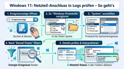 Windows 11: Netzteil-Anschluss in Logs prüfen – So geht’s