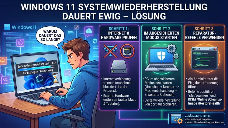 Windows 11 Systemwiederherstellung dauert ewig – Lösung