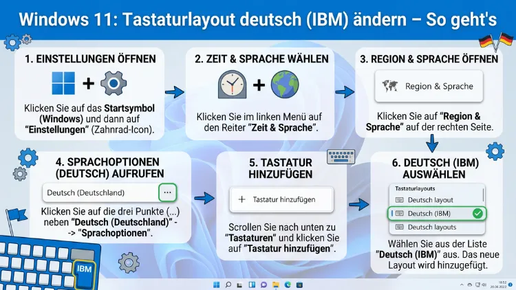 Windows 11: Tastaturlayout deutsch (IBM) ändern – So geht’s