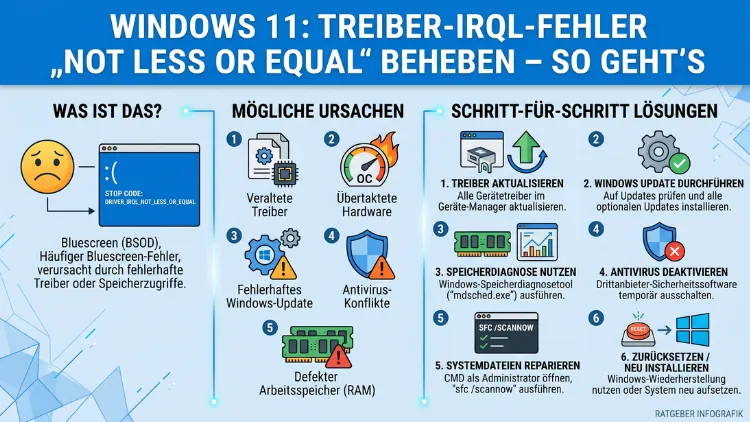 Windows 11: Treiber-IRQL-Fehler „NOT LESS OR EQUAL“ beheben – So geht’s