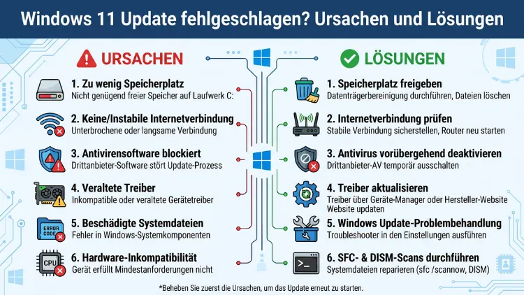 Windows 11 Update fehlgeschlagen? Ursachen und Lösungen