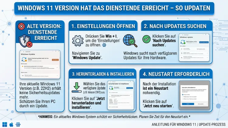 Windows 11 Version hat das Dienstende erreicht – So Updaten