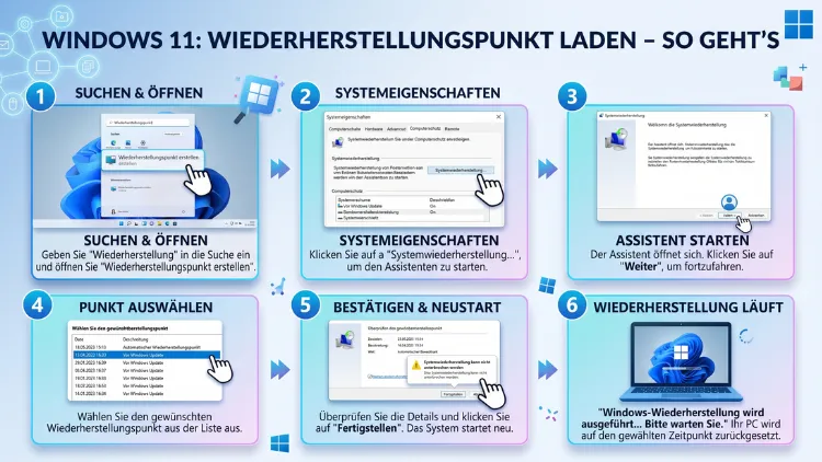 Windows 11: Wiederherstellungspunkt laden – So geht’s