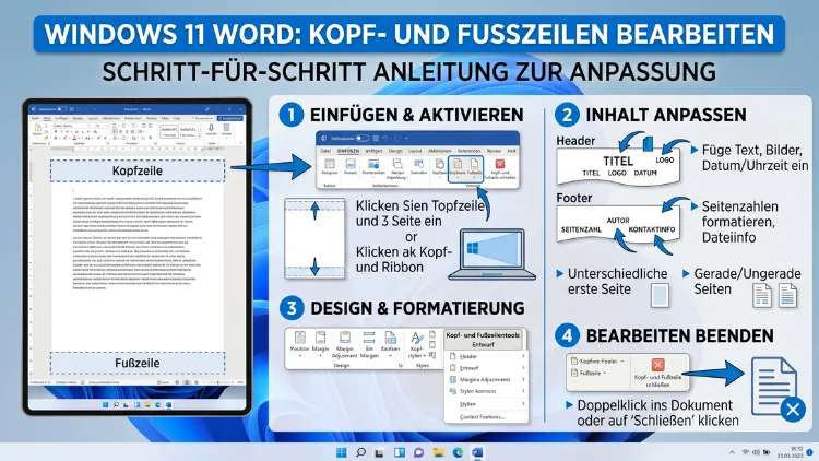 Windows 11 Word: Kopf- und Fußzeilen bearbeiten – So geht’s