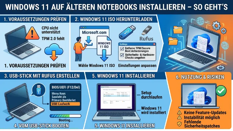 Windows 11 auf älteren Notebooks installieren – So geht’s