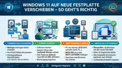 Windows 11 auf neue Festplatte verschieben – So geht’s richtig