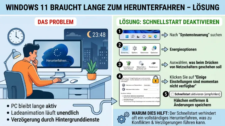 Windows 11 braucht lange zum Herunterfahren – Lösung