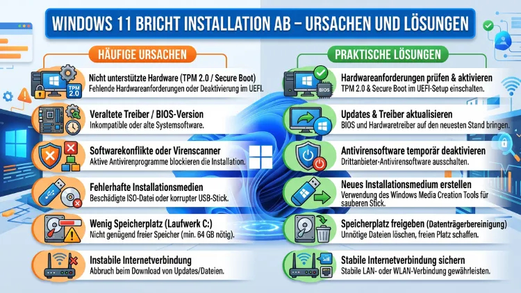 Windows 11 bricht Installation ab – Ursachen und Lösungen